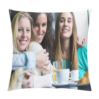Personality  Three Young Women Having Coffee Break Pillow Covers