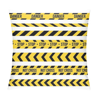 Personality  Creative Vector Illustration Of Black And Yellow Police Stripe Border. Set Of Danger Caution Seamless Tapes. Art Design Line Of Crime Places. Abstract Concept Graphic Element. Construction Sign. Pillow Covers