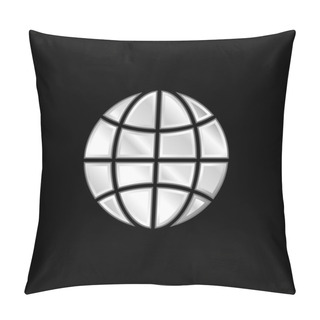 Personality  Black Earth Circle With Thin Grid Silver Plated Metallic Icon Pillow Covers