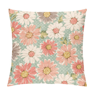 Personality  Seamless Vintage Flower,daisy Print Pattern Dots Background Pillow Covers