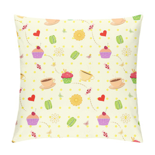 Personality  Seamless Vector Dessert Food Pattern With Cupcakes, Macaroons An Pillow Covers