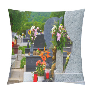 Personality  Cemetery With Flowers Pillow Covers