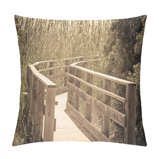 Personality  Wooden Boardwalk Through The Park. Vintage Effect Pillow Covers