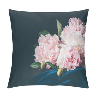 Personality  Beautiful Light Pink Peonies On Dark Background Pillow Covers