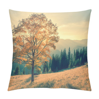 Personality  Autumn Tree In Mountains Landscape,  Vintage Pillow Covers