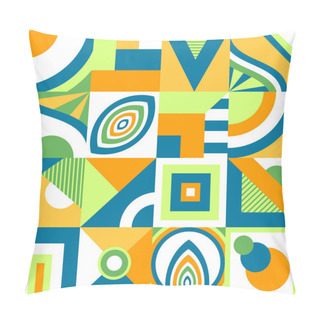 Personality  Abstract Seamless Pattern In Memphis Or  Mosaic Or  In Primitive Geometric Shape Or In Stained Glass Windows  Style In Blue Green Orange For Decoration Trend Modern Things Pillow Covers