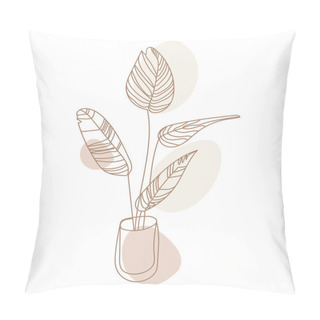 Personality  Houseplant,outline Drawing Plant In Pot Vector Illustration.Indoor Exotic Flowers,plant For Home And Interior Laner Drawing In Minimalist Art Style Neutral Pastel Colors For Decoration Design Element Pillow Covers