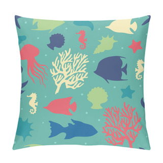 Personality  Sea Life Vector Seamless Pattern  Silhouette. Pillow Covers