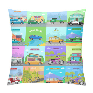 Personality  Different Means Of Transportation. Auto Icons. Pillow Covers