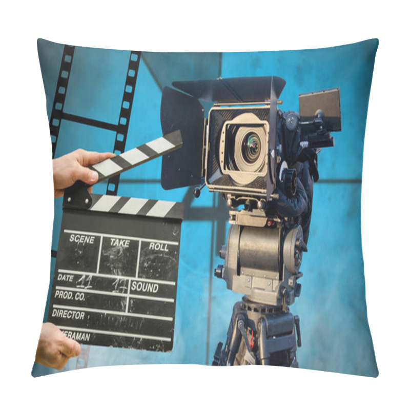 Personality  Clapperboard on cinema camera background pillow covers