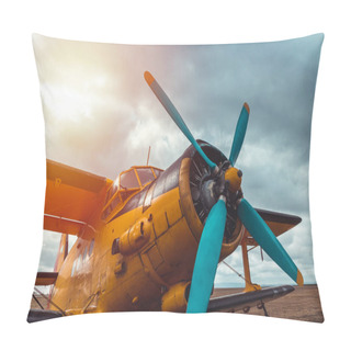 Personality  Detail Of Yellow Biplane Cabine Pillow Covers