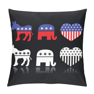 Personality  USA Political Parties Symbols - Democrats And Republicans On Black Pillow Covers