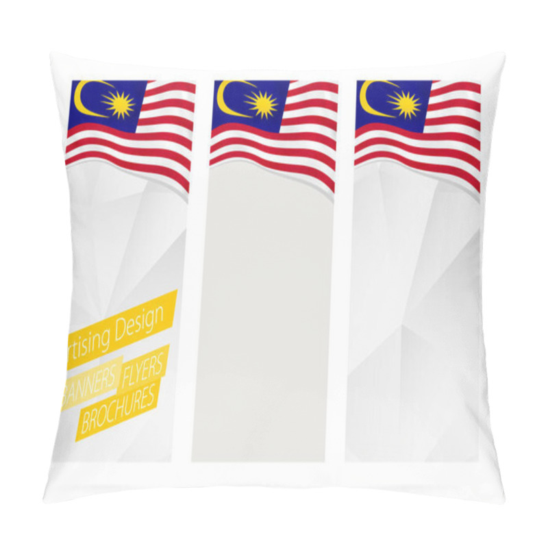Personality  Design of banners, flyers, brochures with flag of Malaysia.  pillow covers
