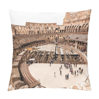 Personality  ROME, ITALY - JUNE 28, 2019: Crowd Of Tourists In Colosseum Under Grey Sky Pillow Covers
