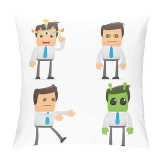 Personality  Set Of Funny Cartoon Office Worker In Various Poses For Use In Presentations, Etc. Pillow Covers