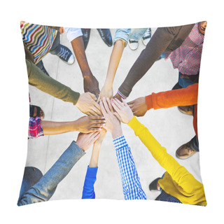 Personality  Group Of Diverse People Holding Hands Pillow Covers