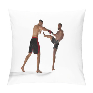 Personality  MMA Fighters Isolated On White. Pillow Covers