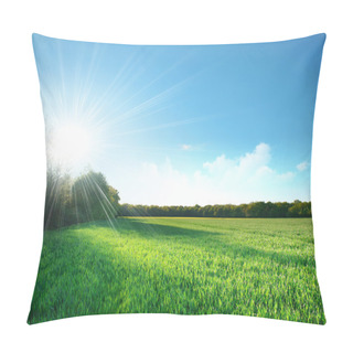 Personality  Green Field Under The Sun Pillow Covers