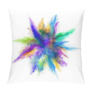 Personality  Explosion Of Colored Powder On White Background Pillow Covers