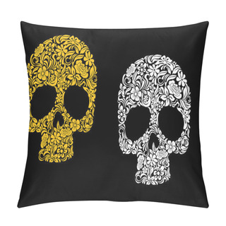 Personality  Floral Skull In Retro Style Pillow Covers