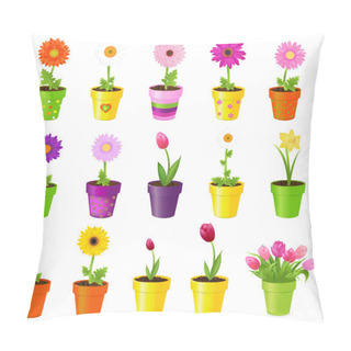 Personality  Flowers In Pots Pillow Covers