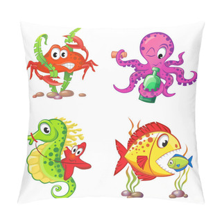 Personality  Set Of Cute Cartoon Sea Animals Pillow Covers
