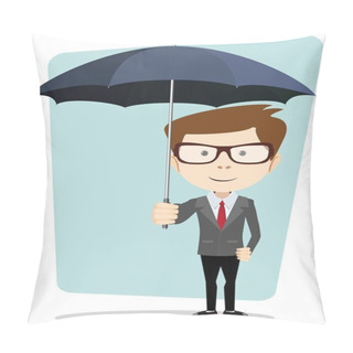 Personality  Hipster Gentleman With Glasses A Suit Under The Umbrella Pillow Covers