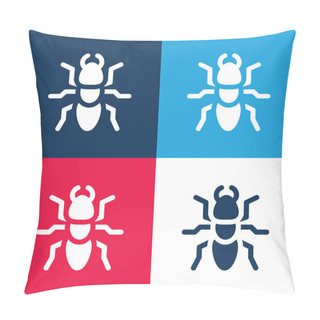 Personality  Ant Blue And Red Four Color Minimal Icon Set Pillow Covers