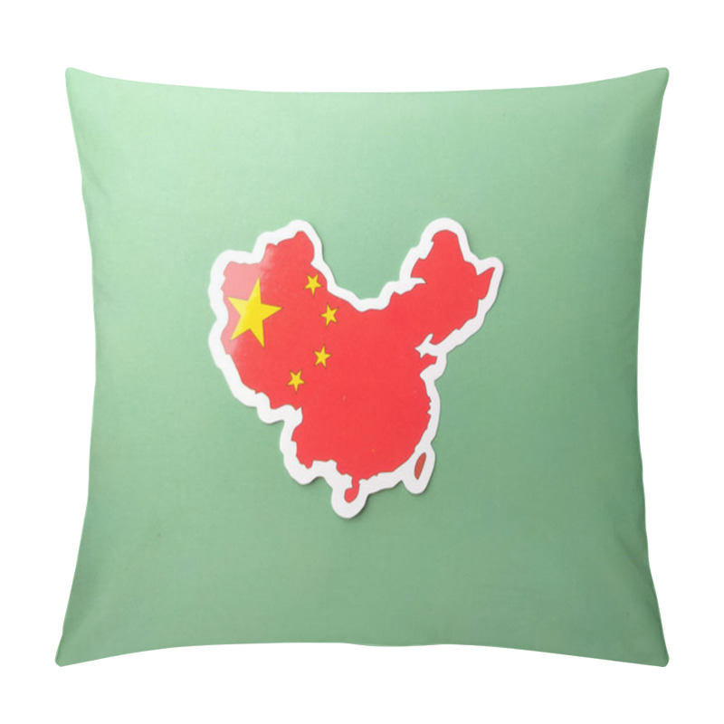 Personality  China Flag Stickers On A Green Background. Pillow Covers