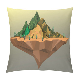Personality  Floating Mountain Island Flat Icon, Vector Illustration Pillow Covers