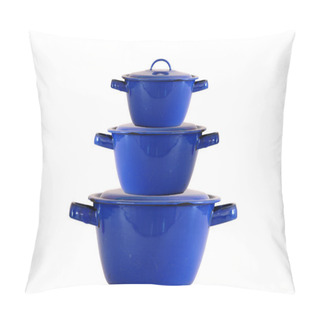 Personality  Blue Enamel Pots Isolated  Pillow Covers