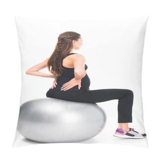 Personality  Pregnant Woman Exercising On Fitness Ball Pillow Covers