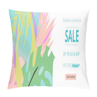 Personality  Tropical Collage Sale Banner Pillow Covers