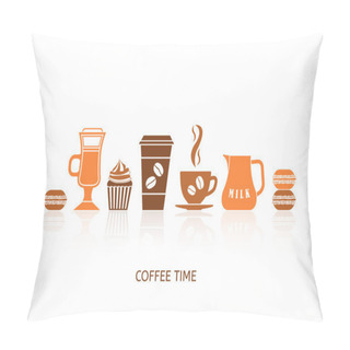 Personality  Coffee Icons Set In Minimalistic Style Pillow Covers