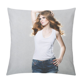 Personality  Beautiful Slim Woman With Long Hair Pillow Covers