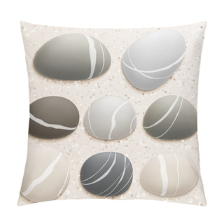 Personality  Sea Stones Collection On Sand Background Pillow Covers