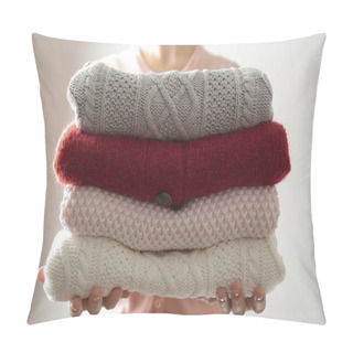 Personality  Woman Holding Folded Clothes Pillow Covers