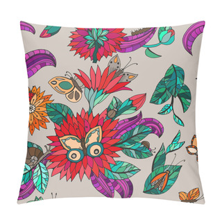 Personality  Seamless Floral Pattern With Butterflies Pillow Covers