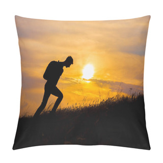 Personality  Follow Your Dreams, Silhouette Of Man At Sunset Pillow Covers