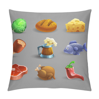 Personality  Food And Drink Cartoon Icons. Pillow Covers