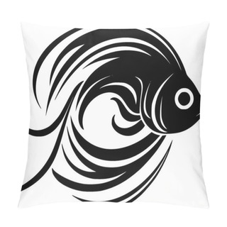 Personality  Fish - Black And White Vector Illustration Pillow Covers