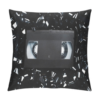 Personality  Top View Of Black VHS Cassette On Film Strip Pillow Covers