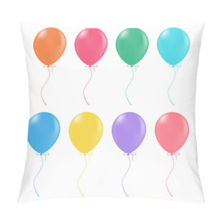Personality  Multicolored Helium Balloons. Glossy And Shiny Air Baloons Isolated On A White Background. Vector Illustration. Pillow Covers