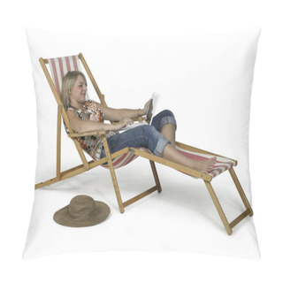 Personality  Computing Girl In Canvas Chair Pillow Covers