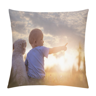 Personality  Little Boy And His Puppy Pillow Covers