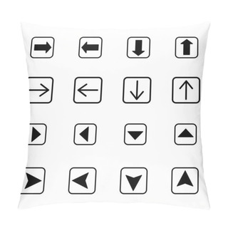 Personality   Arrows In Black Squares In Different Directions Isolated On White Pillow Covers