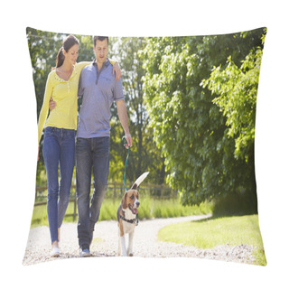 Personality  Hispanic Couple Taking Dog For Walk In Countryside Pillow Covers