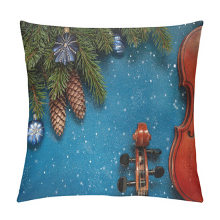 Personality  Two Old Violins And Fir-tree Branches With Christmas Decor  Pillow Covers