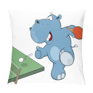 Personality Hippo Playing Table Tennis Pillow Covers