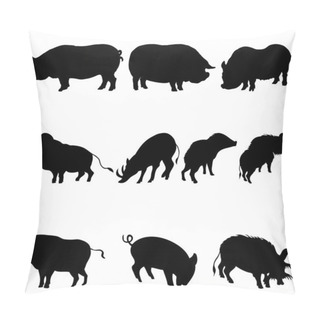 Personality  Pigs And Boars Silhouettes Set Pillow Covers